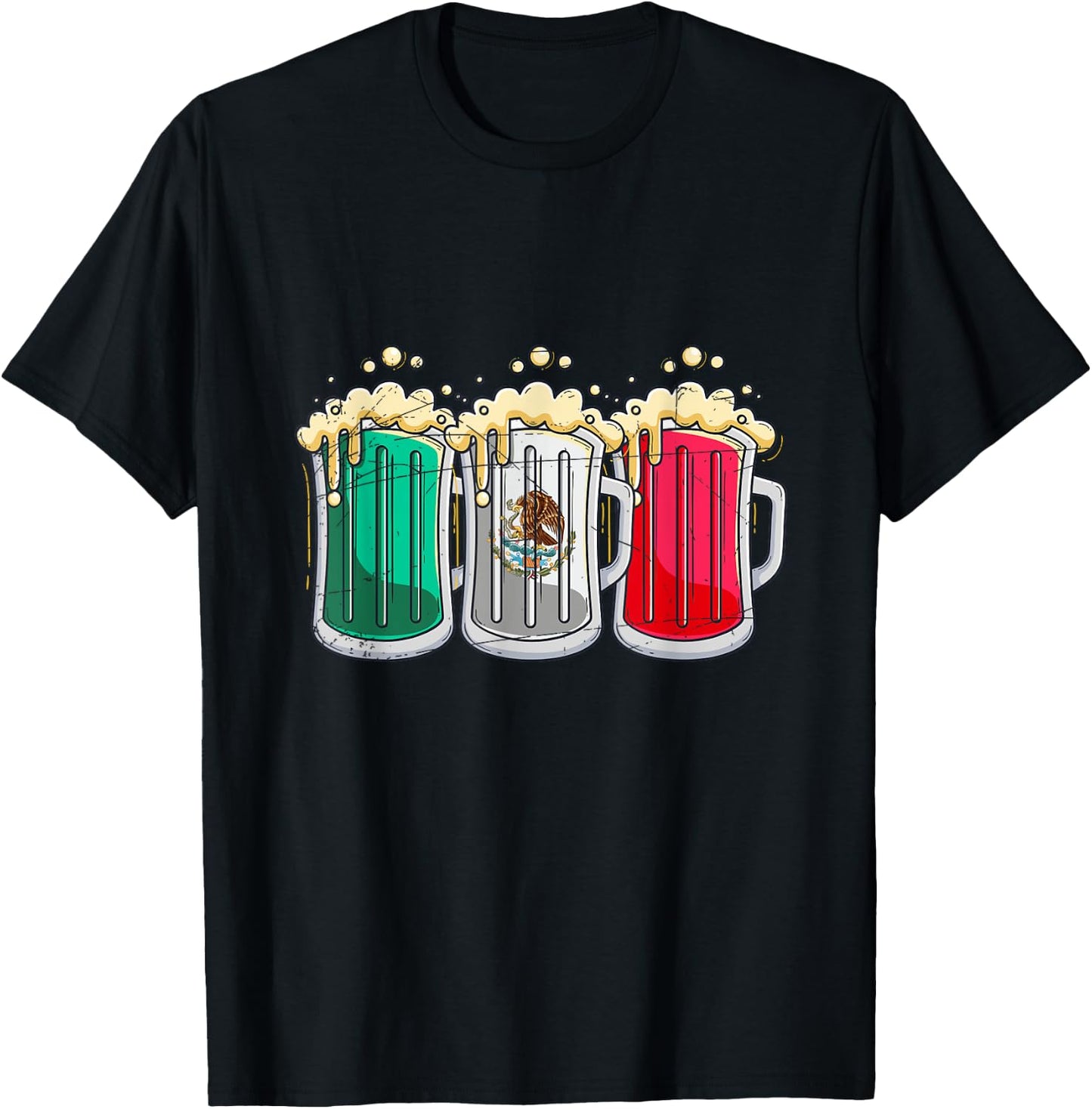 Funny Mexican Flag Beer Drinking Gift Viva Mexico T-Shirt - T-Shirt | Black