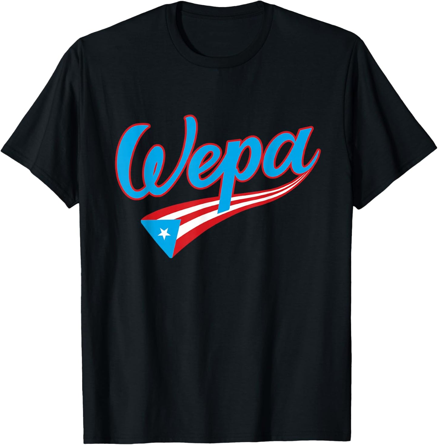 Wepa Bandera Puerto Rico Flag Hand Lettering T-Shirt - T-Shirt | Black