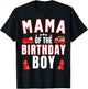 Mama of the Birthday Boy Fire Truck Firefighter Bday Party T-Shirt - T-Shirt | Black