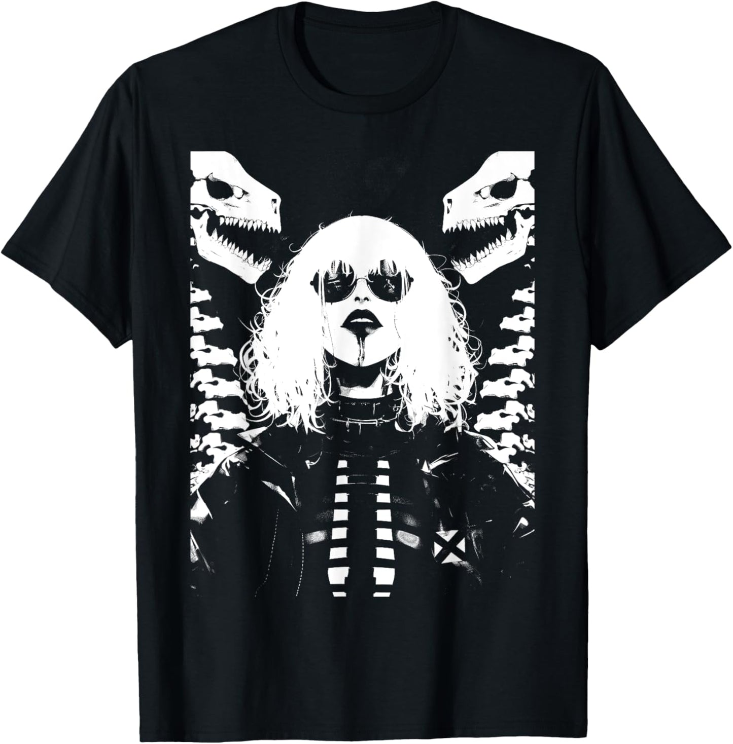 Horror Techwear Ghoul Girl Cybergoth Gothic Anime Manga T-Shirt - T-Shirt | Black