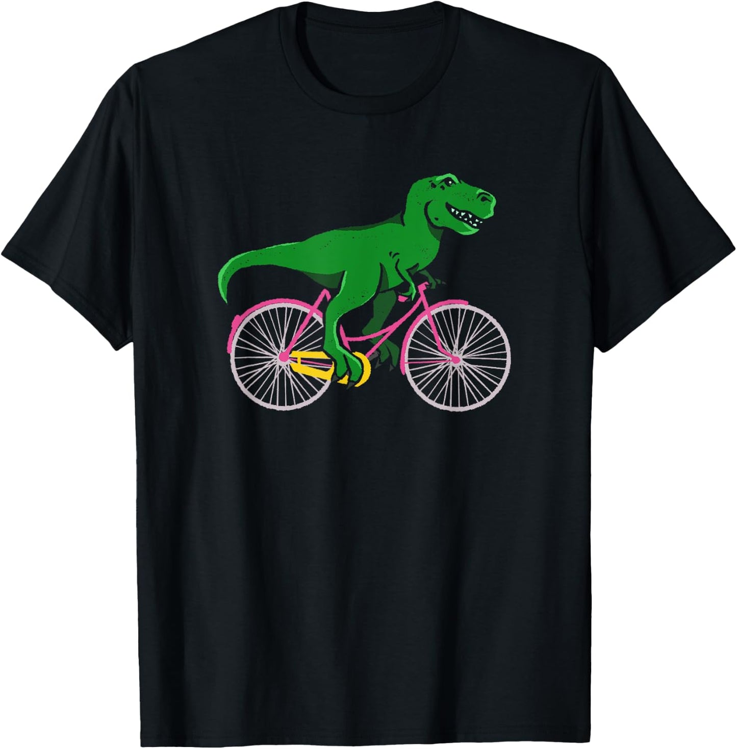 T-Rex Riding A Bike - Funny Trex Dinosaur Bicycle Rider T-Shirt - T-Shirt | Black