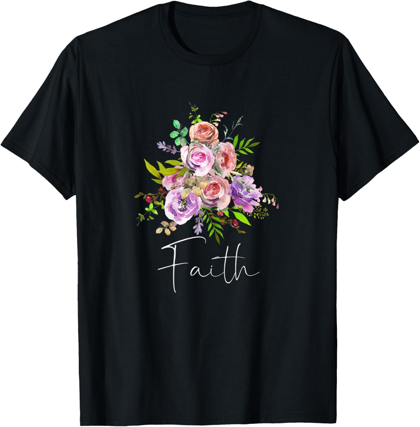 FAITH Christian Inspired Art Positive Message Love God Jesus T-Shirt - T-Shirt | Black