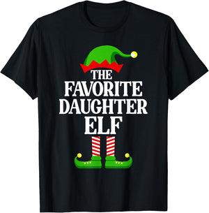 Favorite Daughter Elf Family Matching Group Funny Christmas T-Shirt - T-Shirt | Black