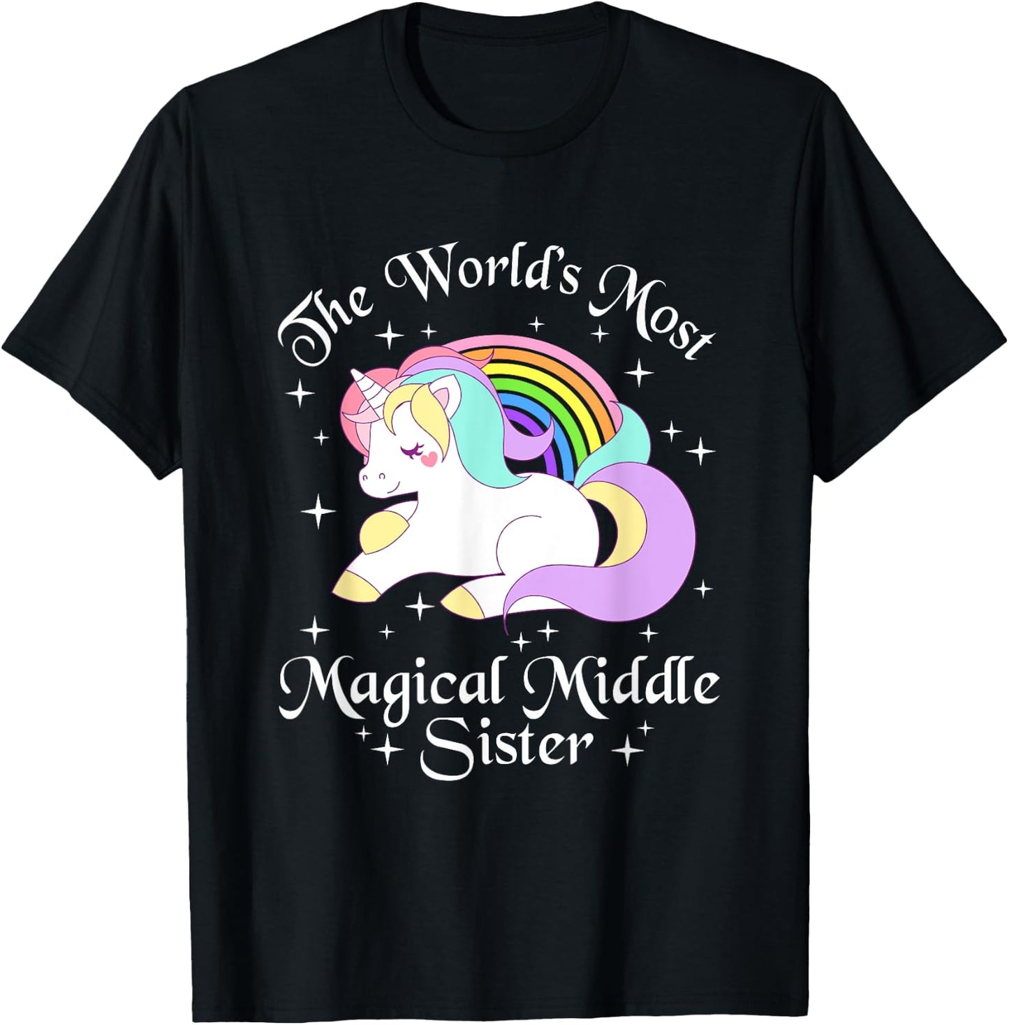 Magical Middle Sister Unicorn Sister Gifts Girls T-Shirt - T-Shirt | Black