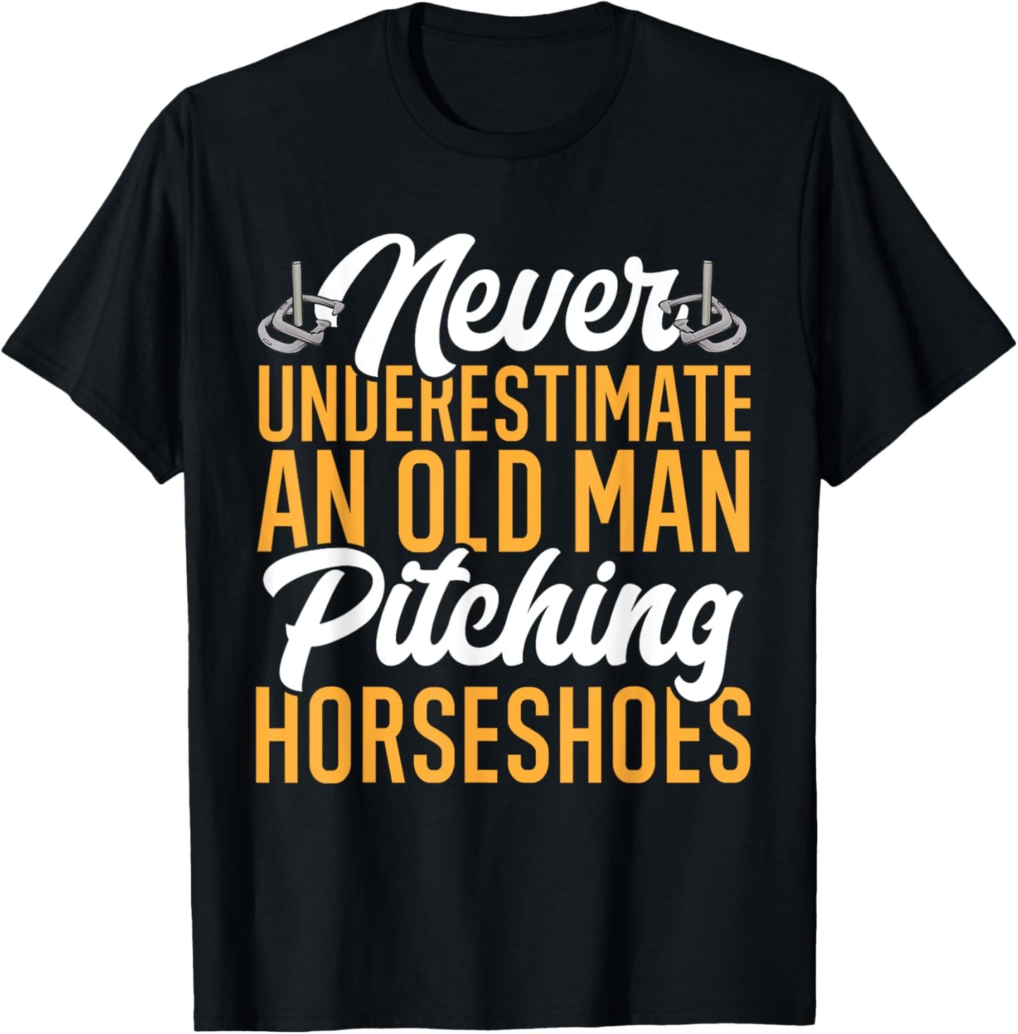 Horseshoes Game Horseshoe Pitching Old Man T-Shirt - T-Shirt | Black