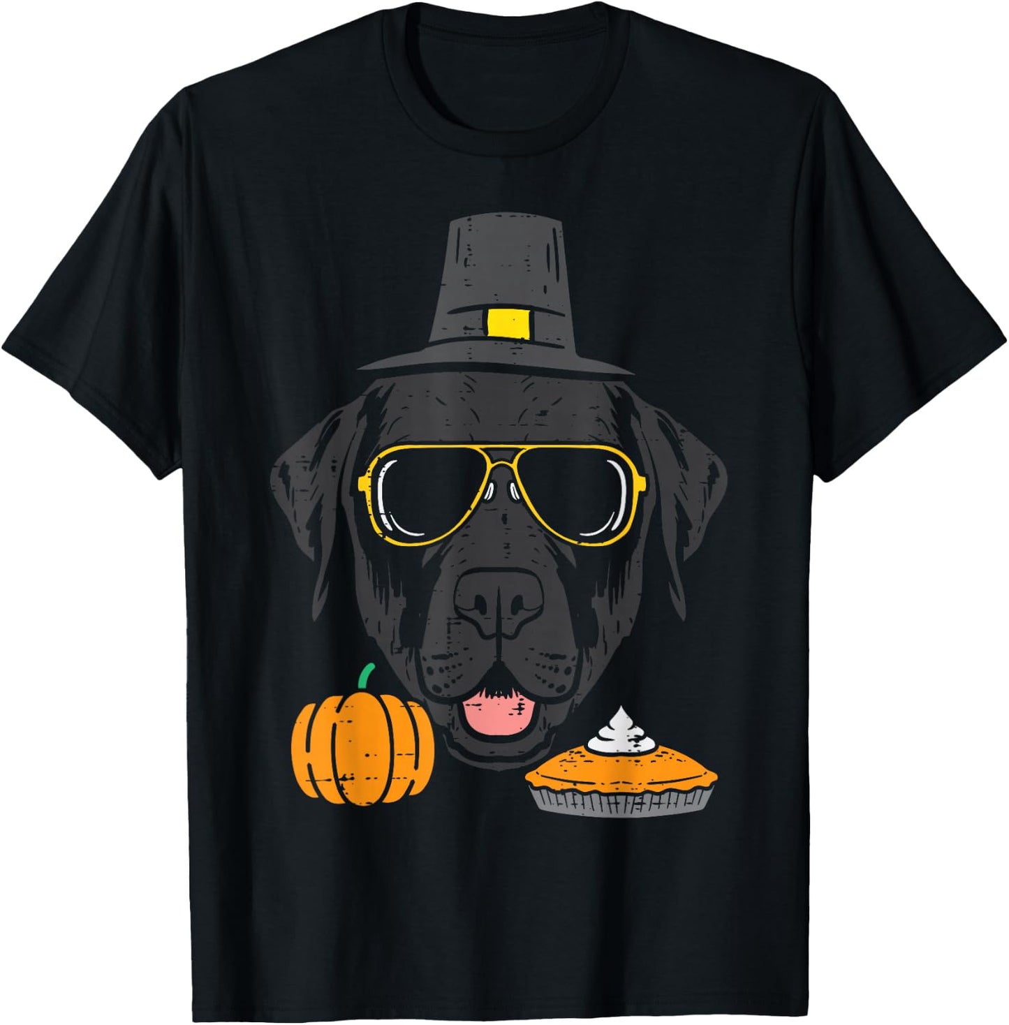 Pilgrim Black Labrador Cute Thanksgiving Dog Men Women Kids T-Shirt - T-Shirt | Black