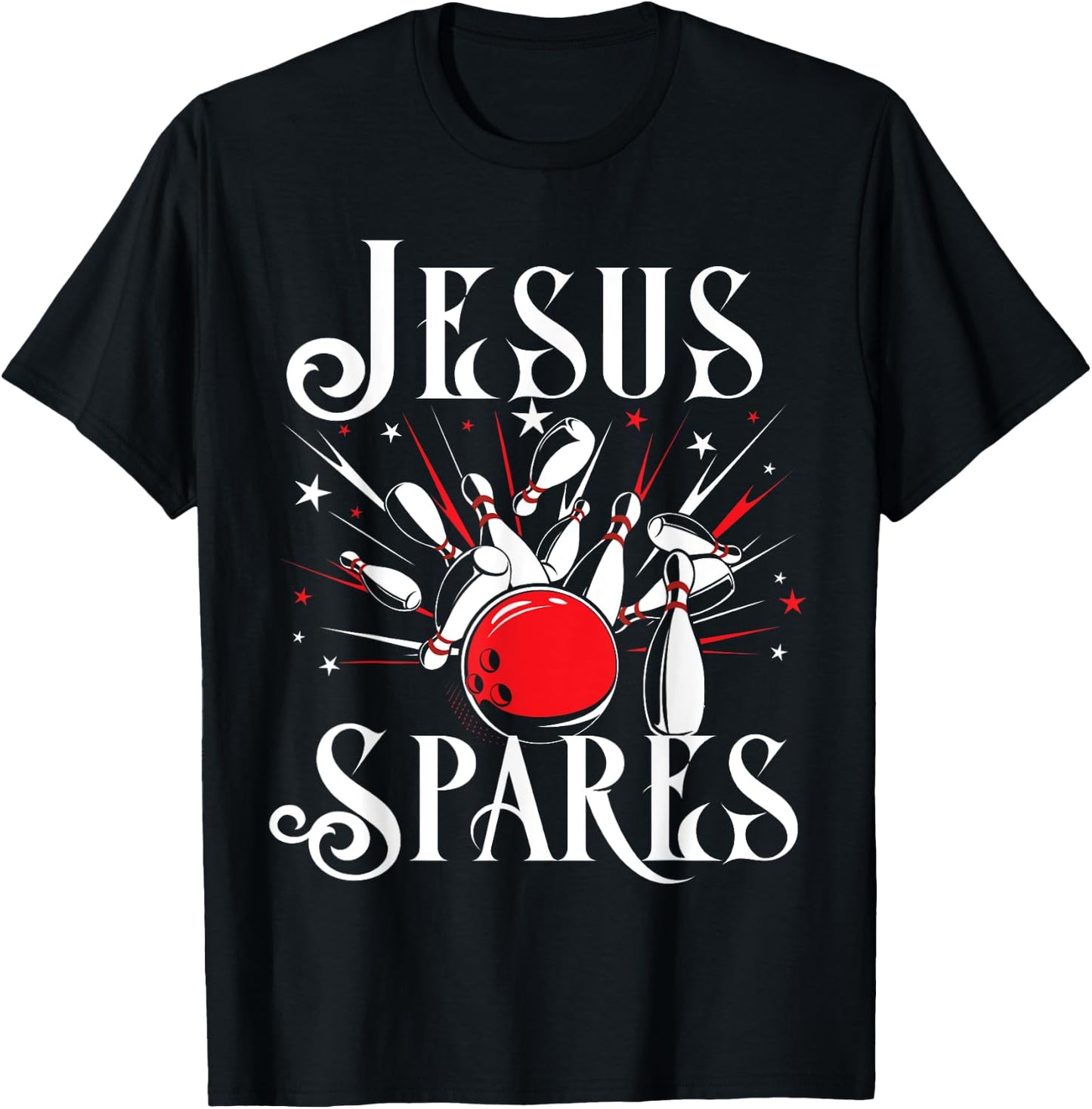 Jesus Spares T Shirt Funny Christian Bowling God Gift T-Shirt - T-Shirt | Black