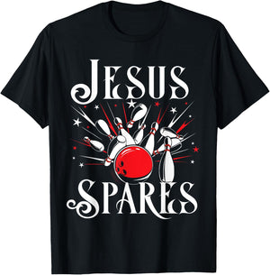 Jesus Spares T Shirt Funny Christian Bowling God Gift T-Shirt - T-Shirt | Black