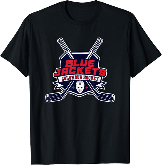 Columbus Blue Jackets Hockey Sticks Black Licensed T-Shirt - T-Shirt | Black