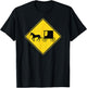 Amish Horse and Carriage Buggy Traffic Warning Sign T-Shirt - T-Shirt | Black