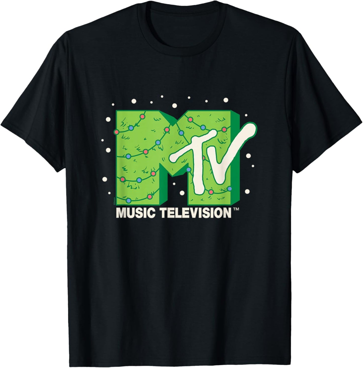 MTV - MTV Logo Christmas Tree T-Shirt - T-Shirt | Black