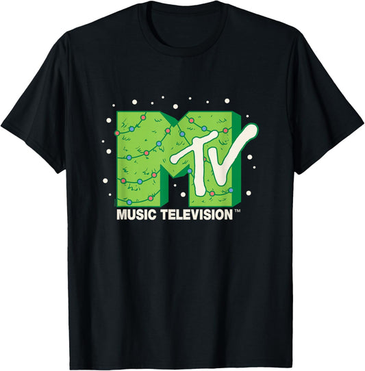 MTV - MTV Logo Christmas Tree T-Shirt - T-Shirt | Black