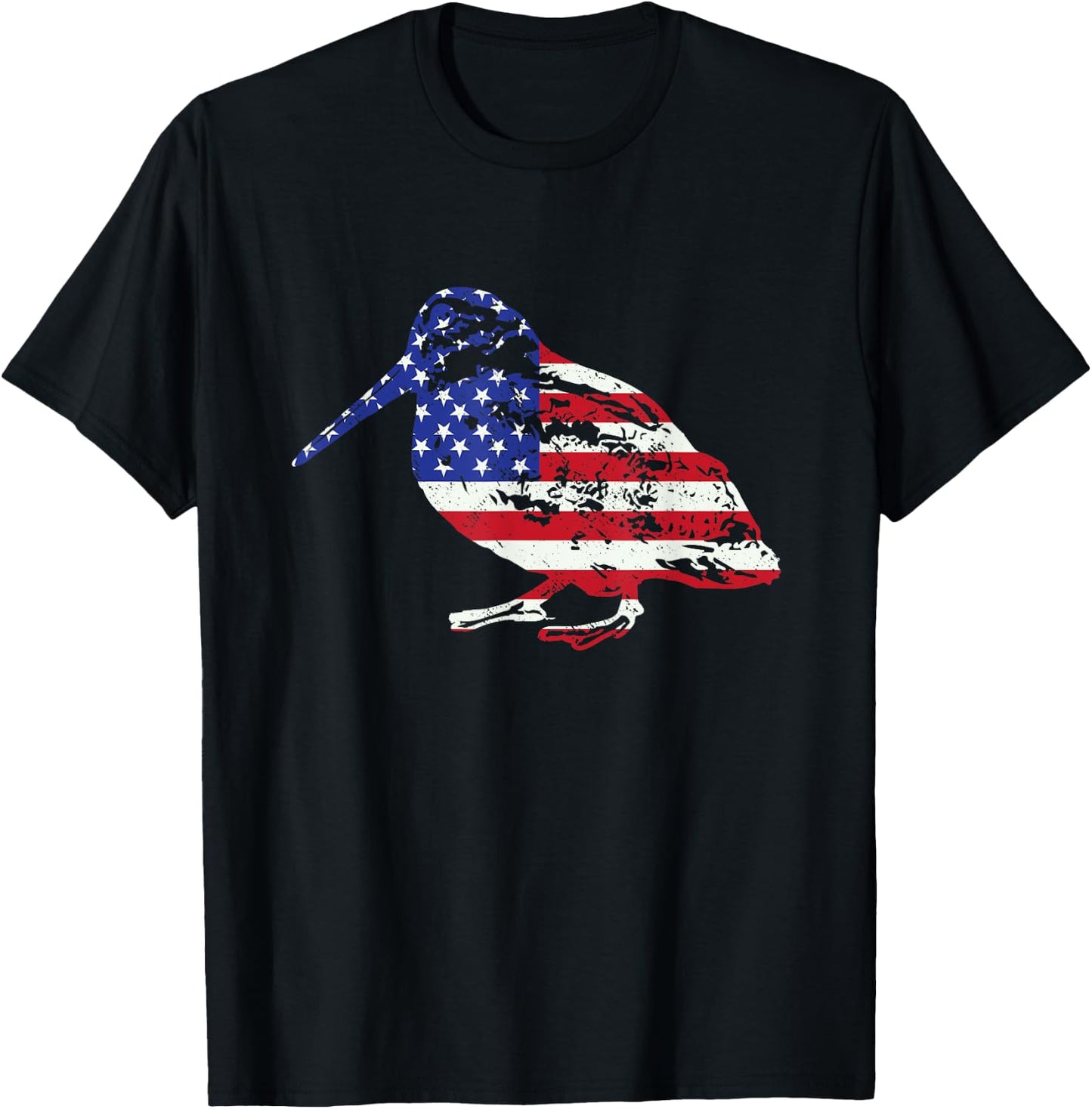 American Flag Woodcock Hunter Timberdoodle Bogsucker Gifts T-Shirt - T-Shirt | Black