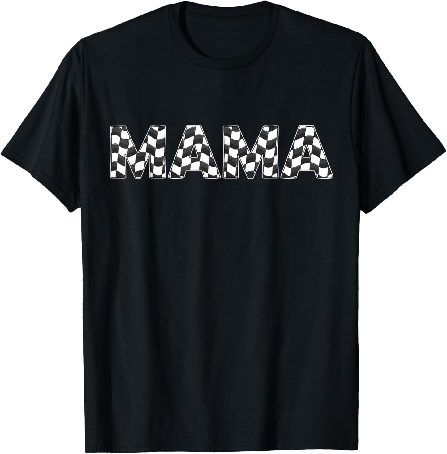 Checkered race car Mama White Black Checkerboard Women Flag T-Shirt - T-Shirt | Black
