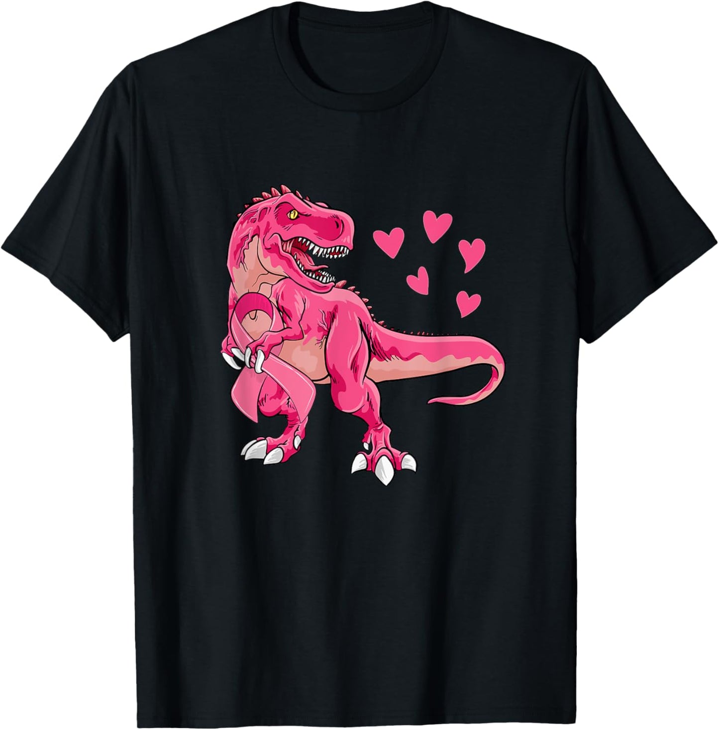 Pink T-Rex Breast Cancer Awareness Ribbon Toddler Boys Kids T-Shirt - T-Shirt | Black