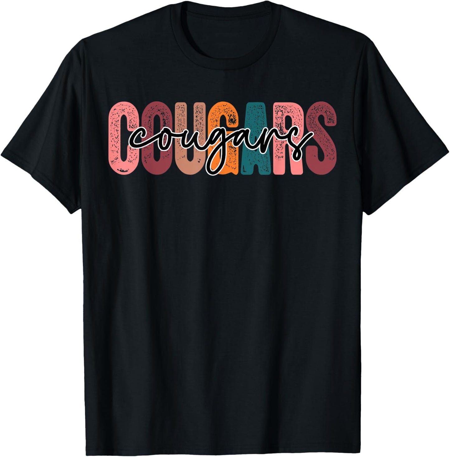 Cougars School Sports Fan Team Spirit T-Shirt - T-Shirt | Black