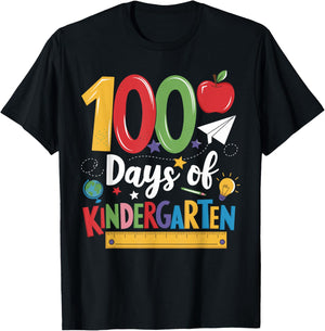 100 Days Of Kindergarten School 100th Days Of School Kids T-Shirt - T-Shirt | Black