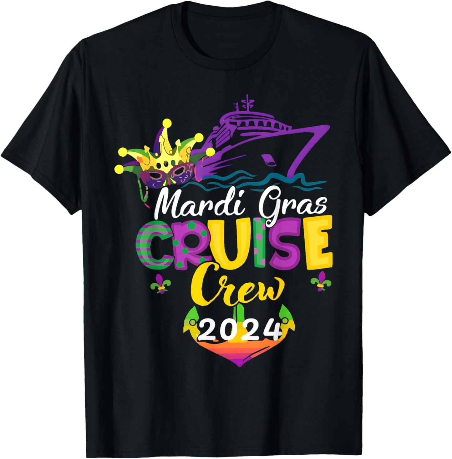 Mardi Gras Cruise 2024 Ship Family Matching Trip New Orleans T-Shirt - T-Shirt | Black