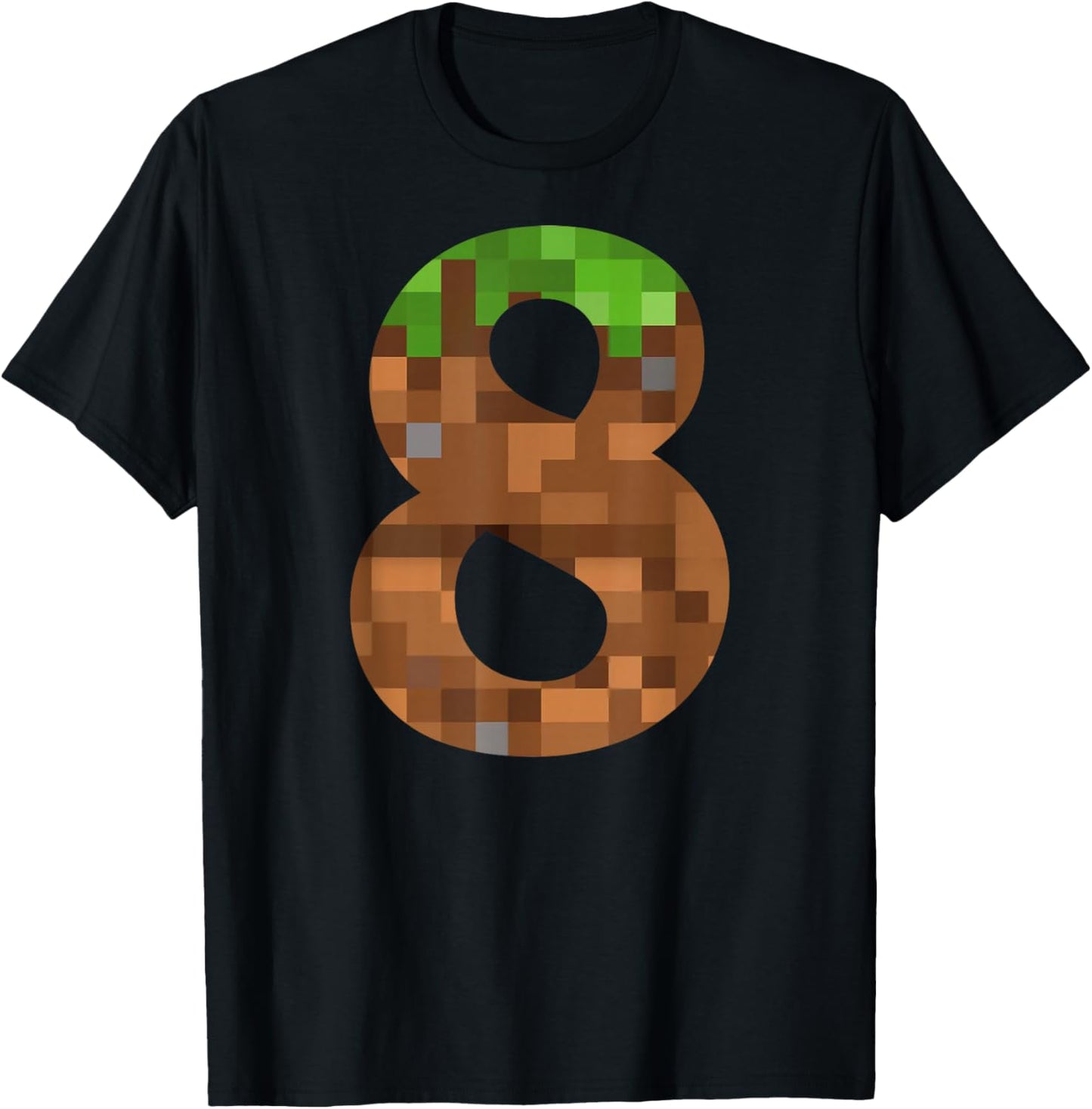 Pixel 8yr Birthday Number Eight 8 Year Old 8th Video Gamer T-Shirt - T-Shirt | Black