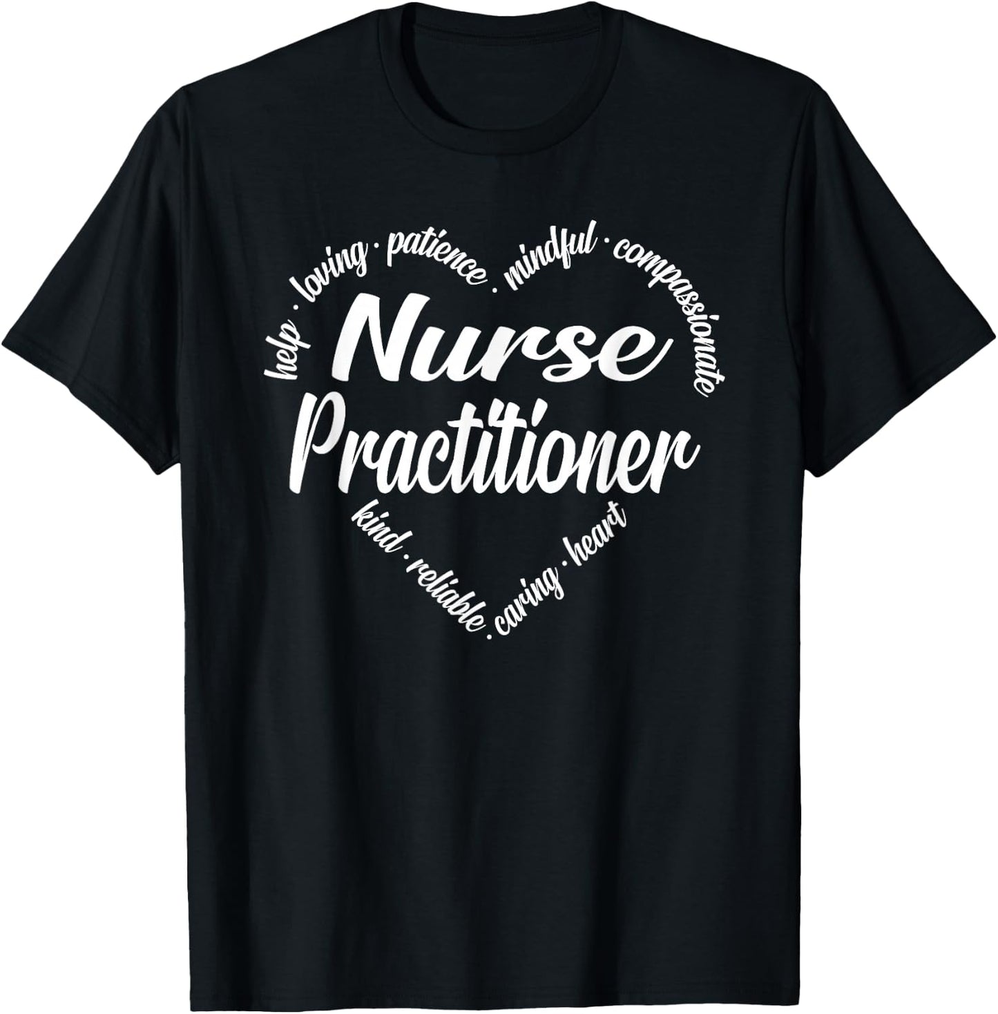 Nurse Practitioner Heart Word Cloud T-Shirt - T-Shirt | Black