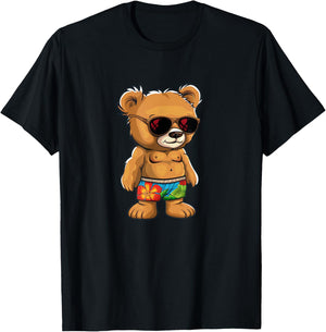 Awesome Teddy Bear swim trunks Costume T-Shirt - T-Shirt | Black