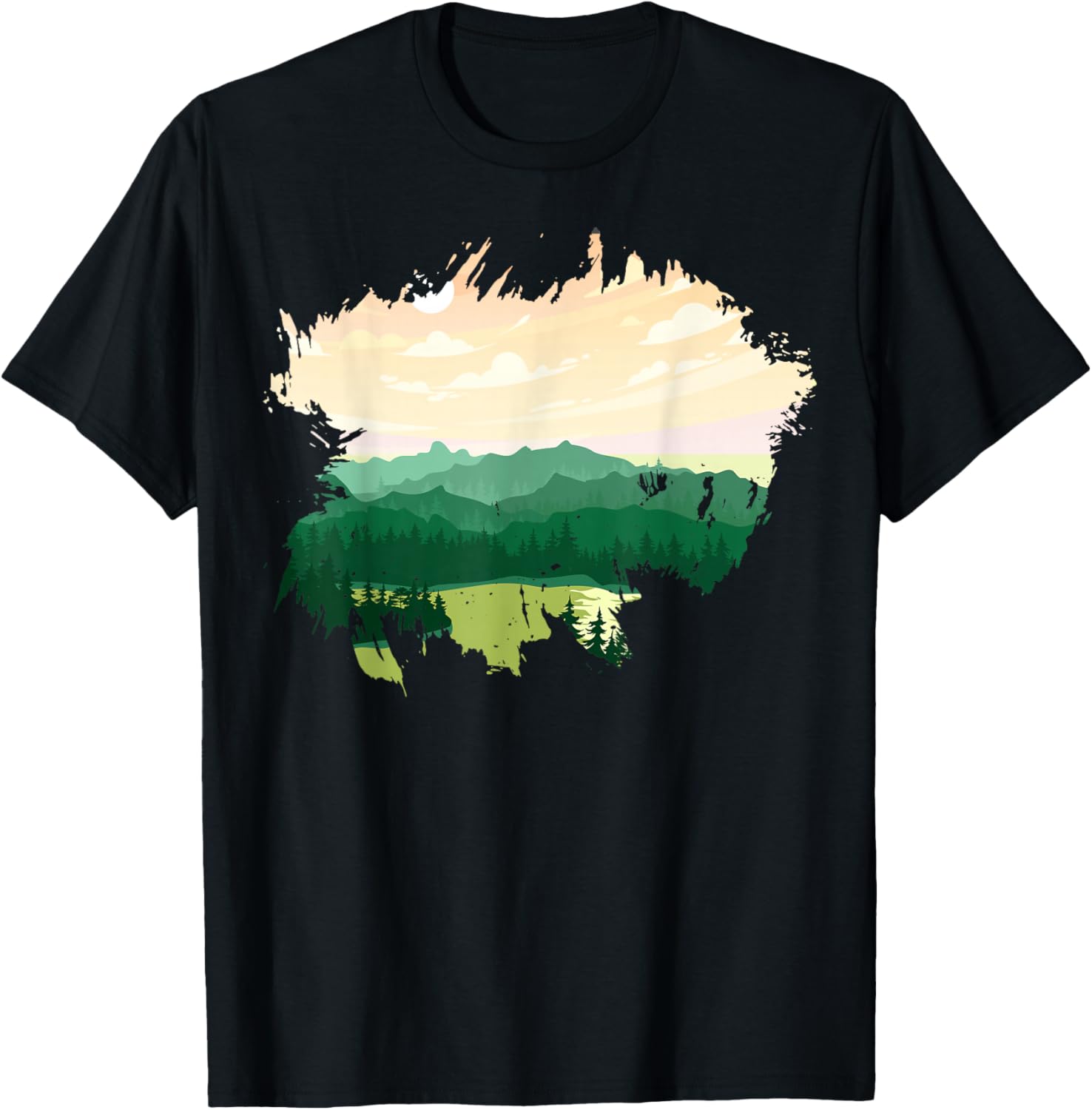 Timeless Mountain, Nature Trees and Forest T-Shirt - T-Shirt | Black