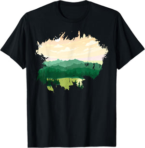 Timeless Mountain, Nature Trees and Forest T-Shirt - T-Shirt | Black