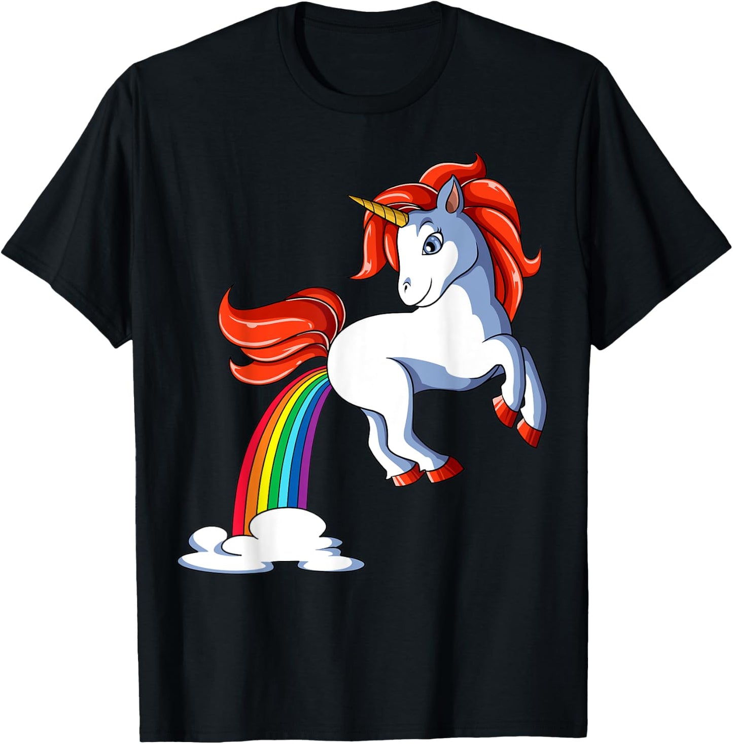 Farting Unicorn Farts Rainbow Unicorn T-Shirt - T-Shirt | Black