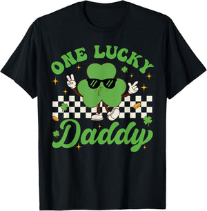 One Lucky Daddy St Patricks Day Funny Dad Father T-Shirt - T-Shirt | Black