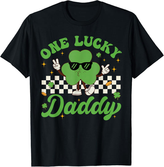 One Lucky Daddy St Patricks Day Funny Dad Father T-Shirt - T-Shirt | Black