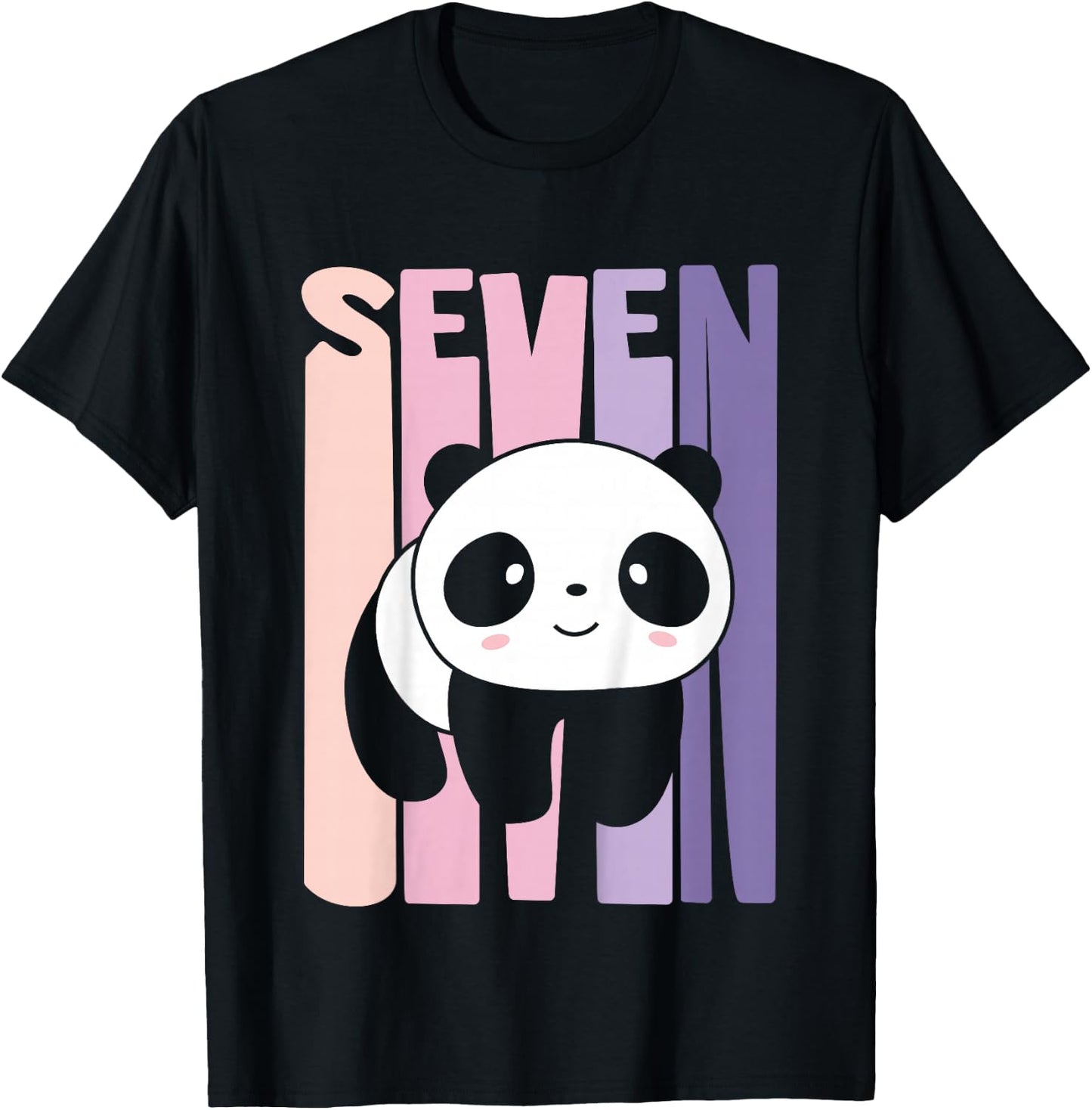7 Year Old Cute Panda Birthday Girl 7th B-day T-Shirt - T-Shirt | Black