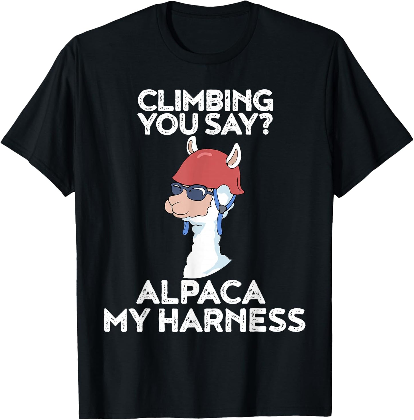 Funny Climbing Shirt Cute Alpaca Rock Climber T-Shirt - T-Shirt | Black