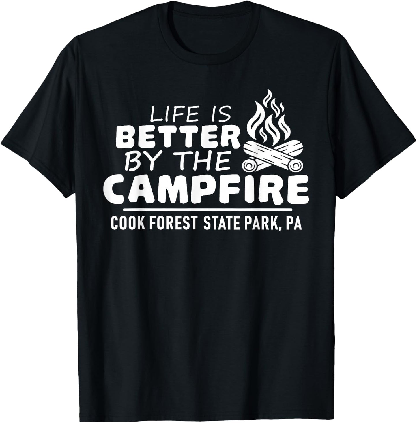 Cook Forest State Park Campfire Shirt Camping Hiking Outdoor T-Shirt - T-Shirt | Black