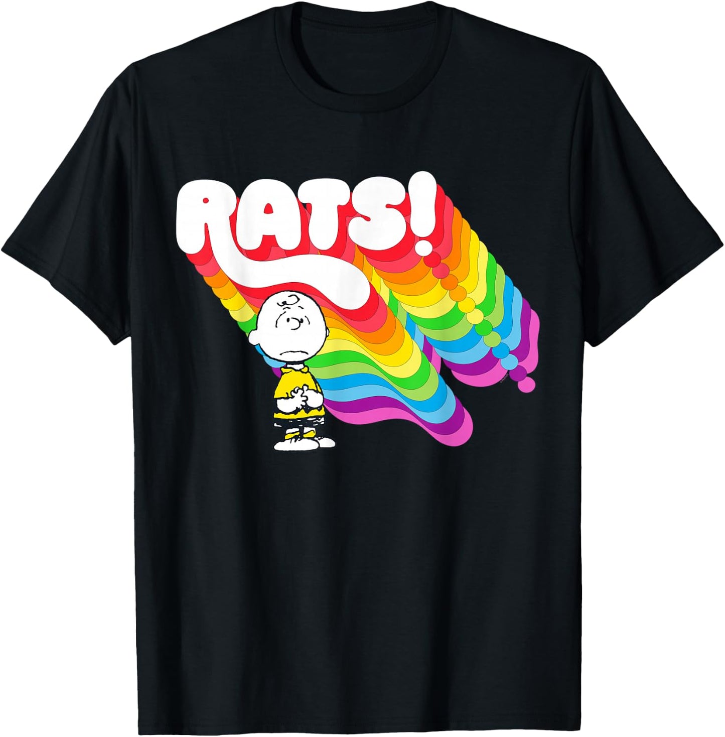 Peanuts Rainbow Charlie Rats! T-Shirt - T-Shirt | Black