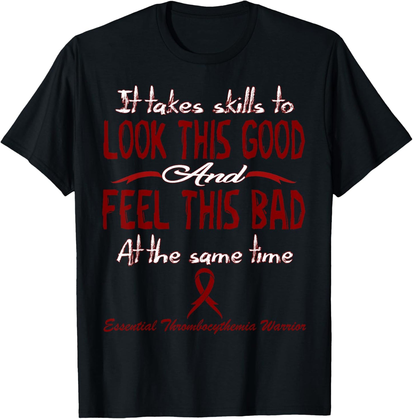 Essential Thrombocythemia Awareness - Adults - Black - Small - Modern - Letter Print - Short Sleeve - Classic Fit - Cotton Blend - Awareness T-Shirt - T-Shirt | Black