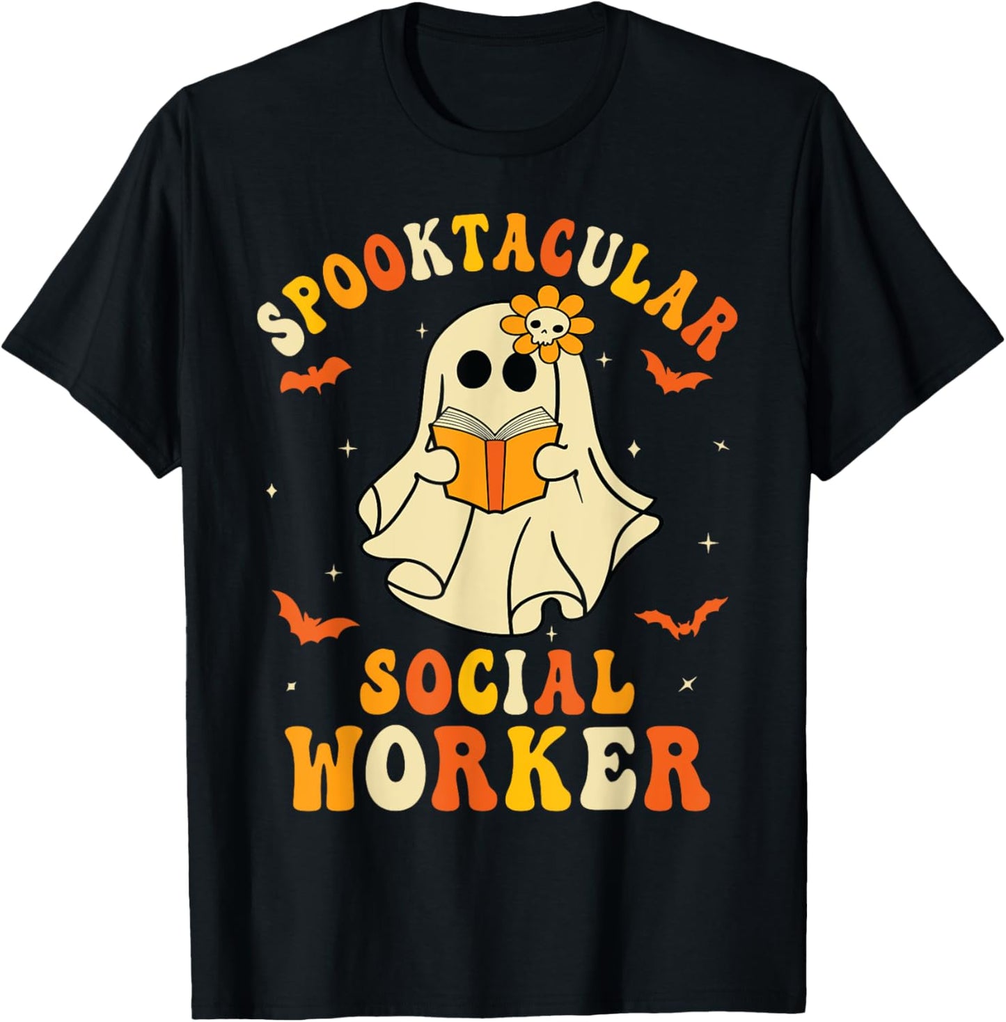 Spooktacular School Social Worker Halloween Ghost Spooky T-Shirt - T-Shirt | Black