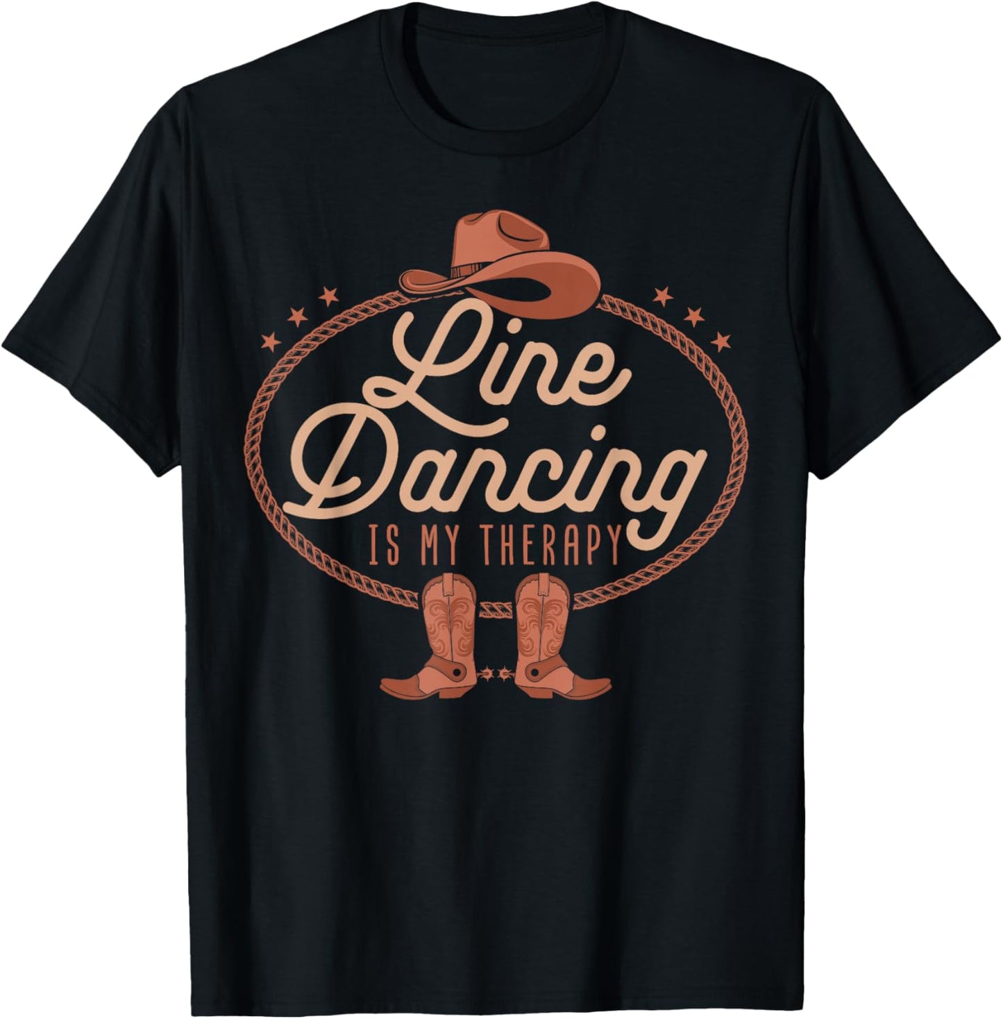 Line Dancing Is My Therapy Country Music Line Dancer T-Shirt - T-Shirt | Black