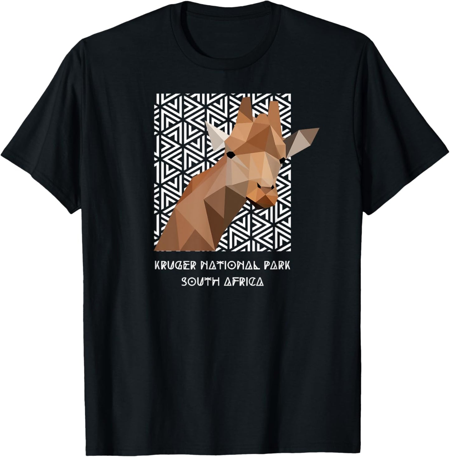 Kruger National Park South Africa Safari Geometric Giraffe T-Shirt - T-Shirt | Black