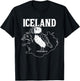 Funny Puffin Bird Iceland Map Puffins Seabirds Lovers Outfit T-Shirt - T-Shirt | Black