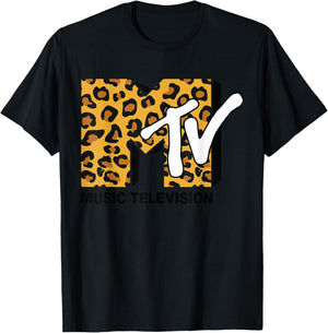 Classic Mtv Logo Leopard Print T-Shirt - T-Shirt | Black