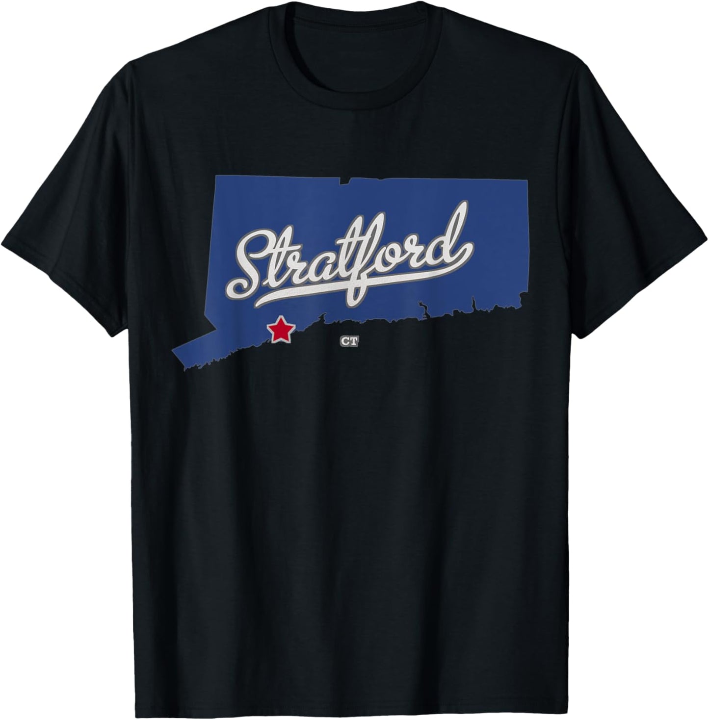 Stratford Connecticut CT Map T-Shirt - T-Shirt | Black