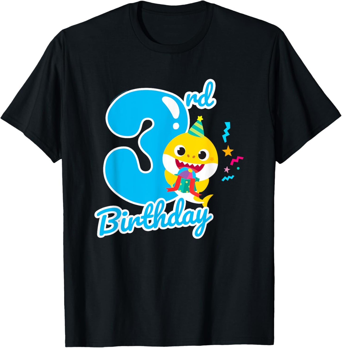 Baby Shark 3rd Birthday Blue 3 Years T-Shirt - T-Shirt | Black