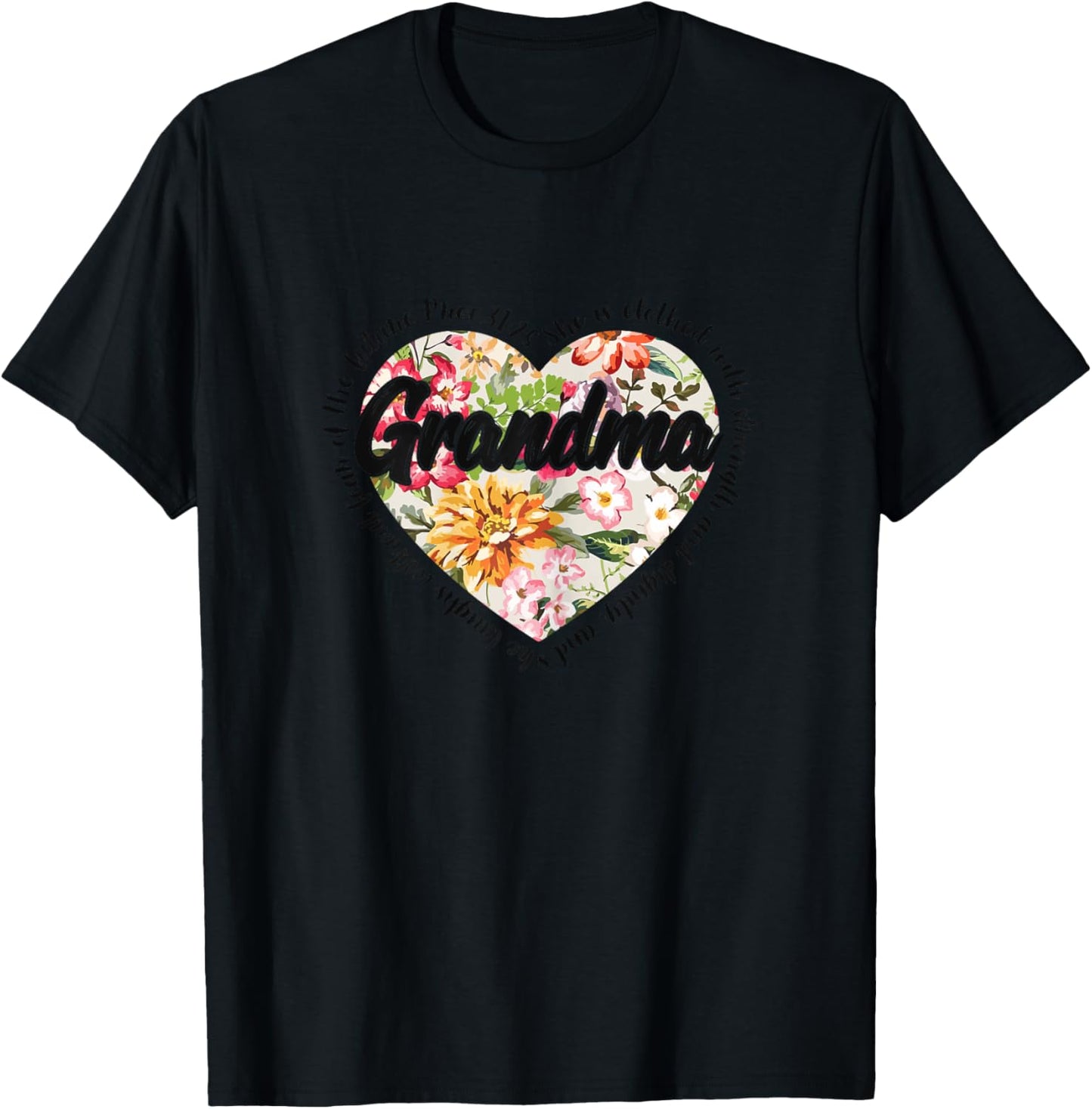 Floral Grandma Mothers Day Christian Bible Verse T-Shirt - T-Shirt | Black