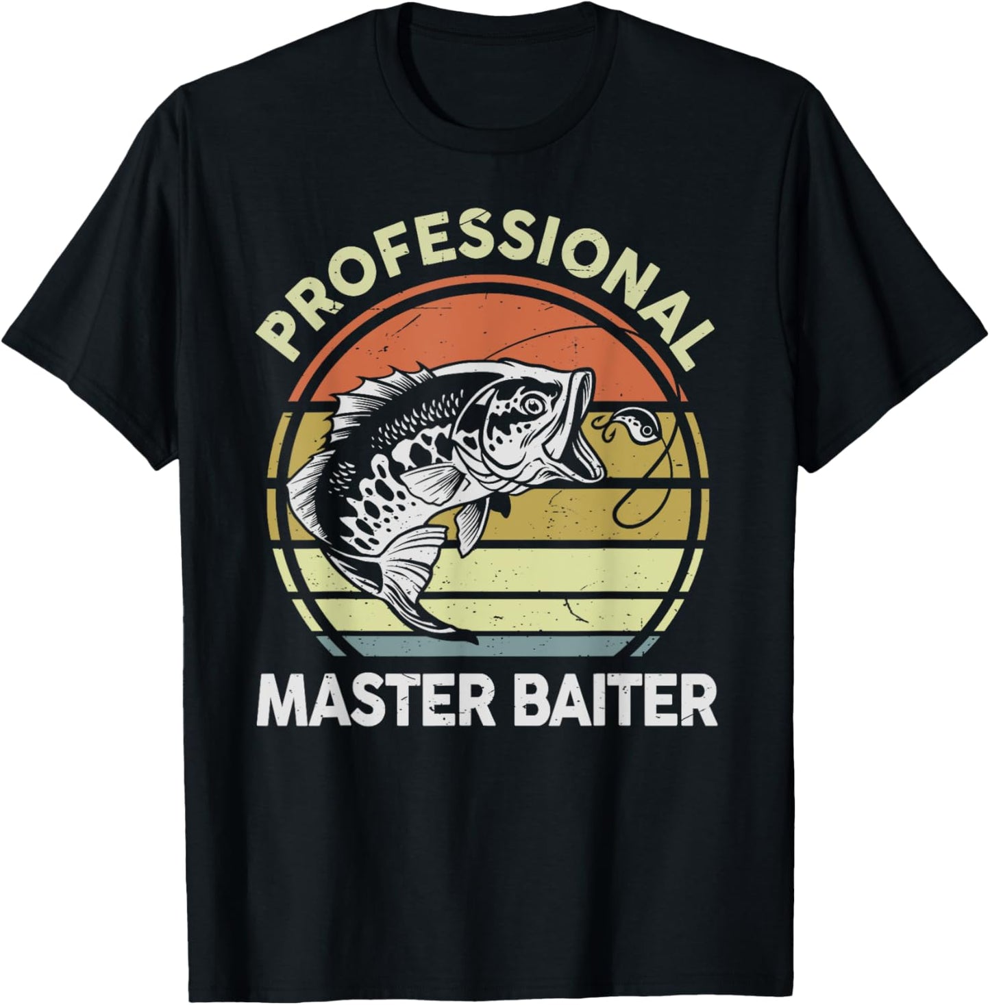 Fishing-Shirt Professional Master-Baiter Funny Dad Vintage T-Shirt - T-Shirt | Black