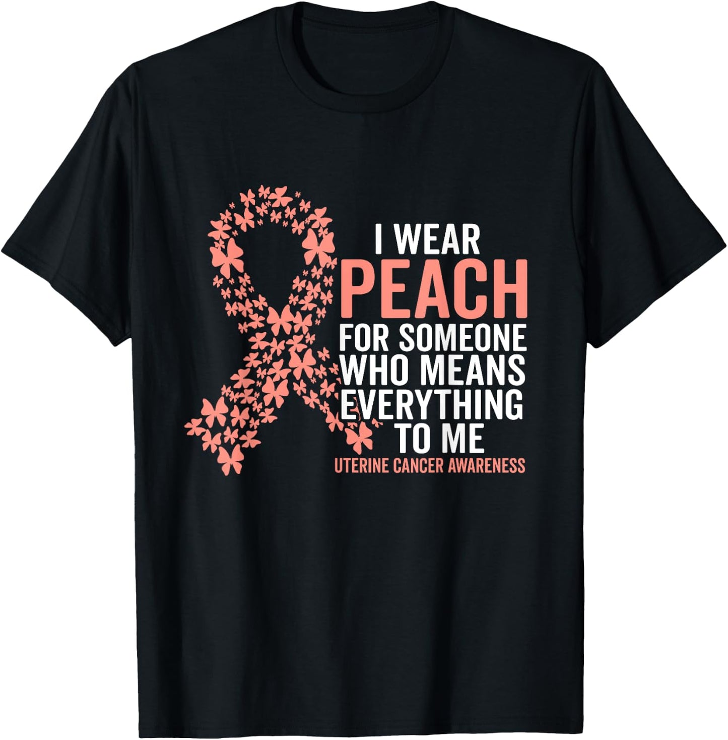 Uterine Cancer Support Squad Family Uterine Peach Ribbon T-Shirt - T-Shirt | Black