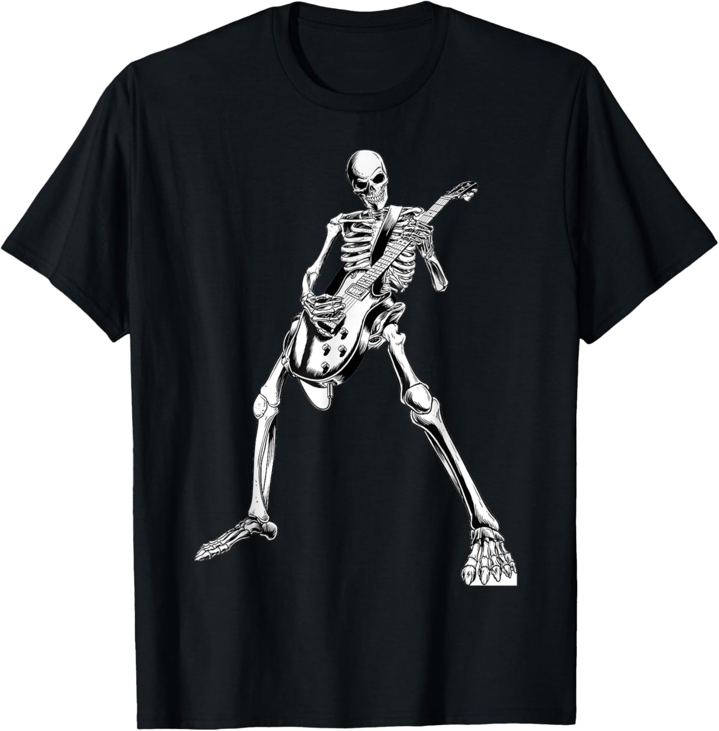 Skeleton playing guitar electric Acoustic Classical T-Shirt - T-Shirt | Black