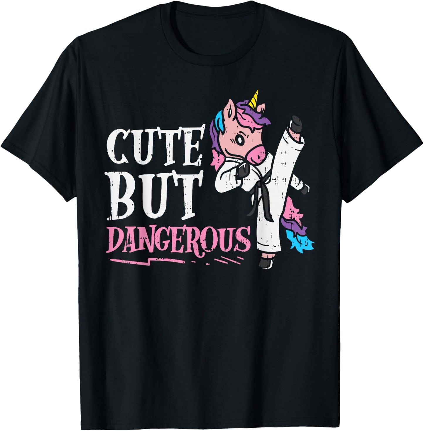 Unicorn Cute But Dangerous Karate Taekwondo Girls Gift T-Shirt - T-Shirt | Black