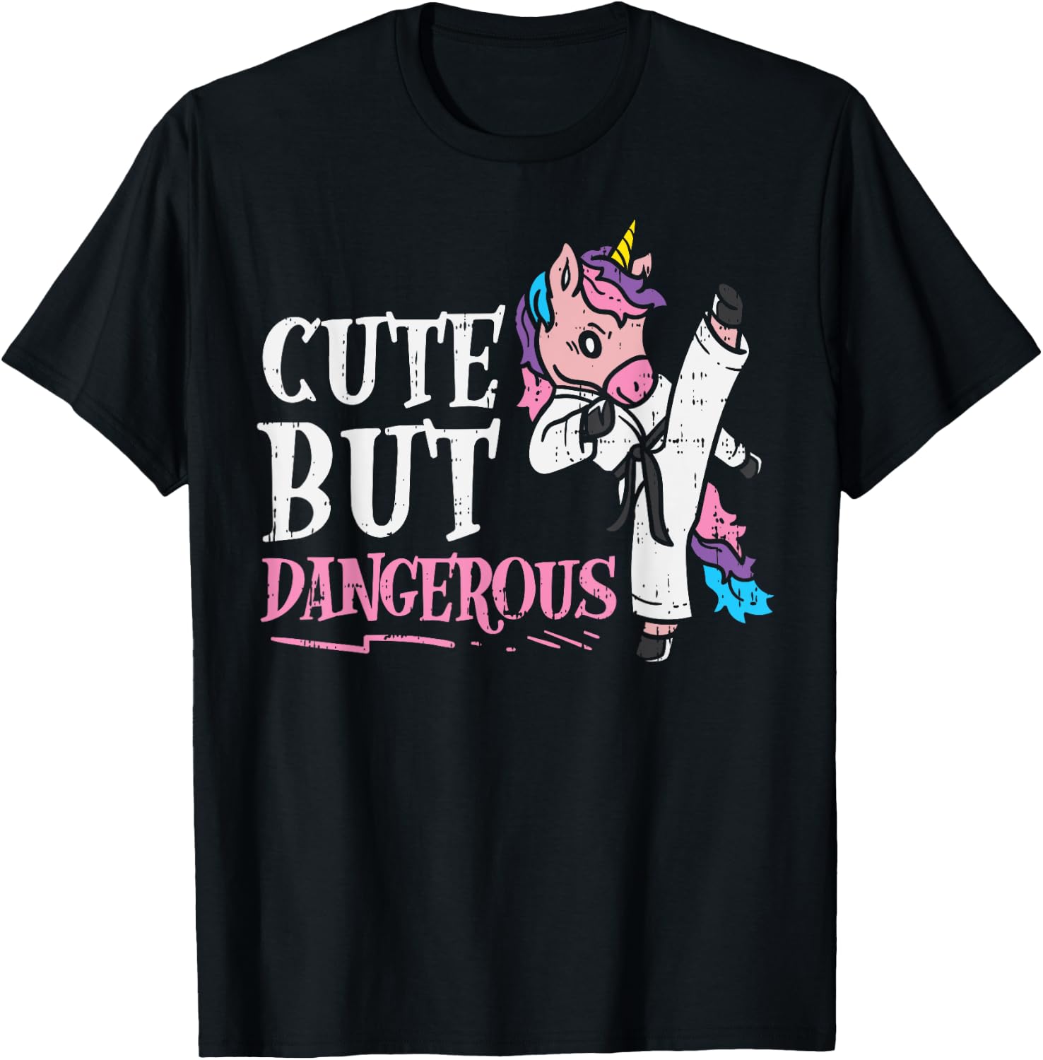 Unicorn Cute But Dangerous Karate Taekwondo Girls Gift T-Shirt - T-Shirt | Black