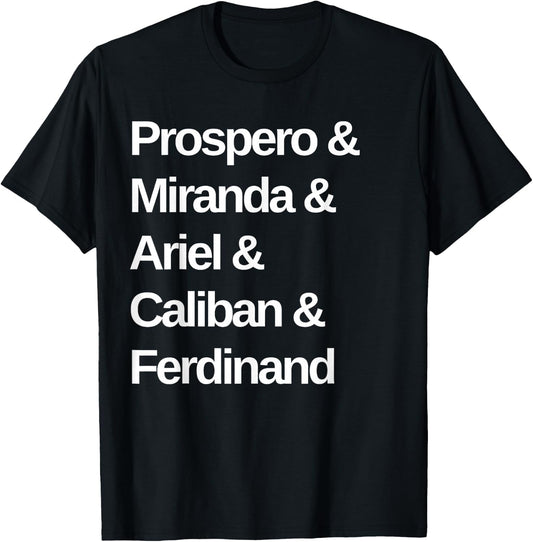 The Tempest Play Characters Shakespeare T-Shirt - T-Shirt | Black