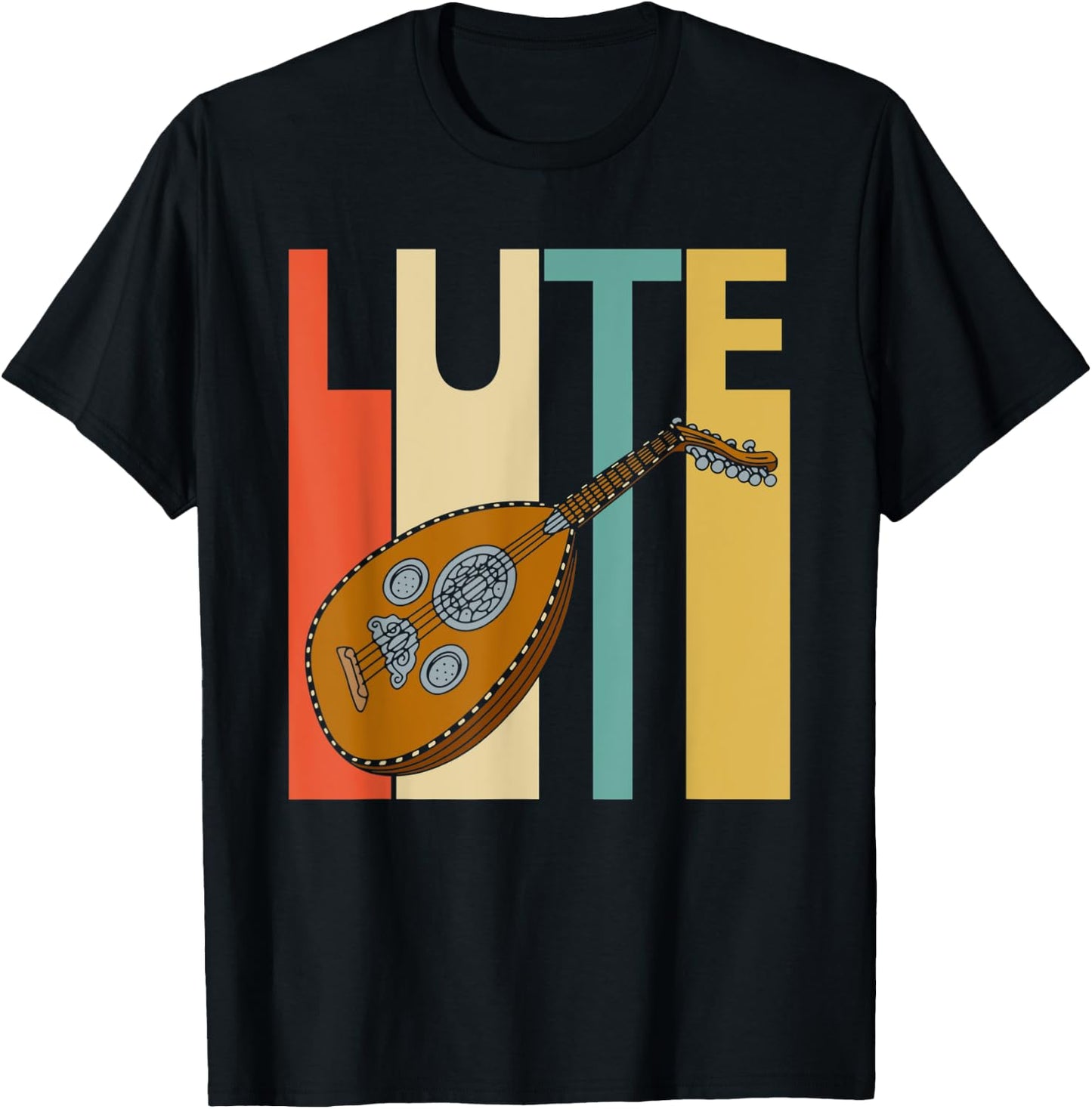 Vintage Lute Player Musician Gift T-Shirt - T-Shirt | Black